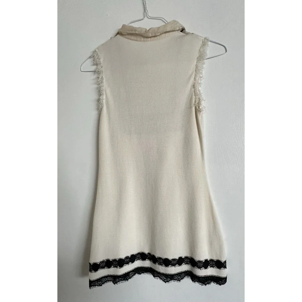 Free People Ivory & Black Apron Style Dress XS Sleeveless Collar - Picture 3 of 12